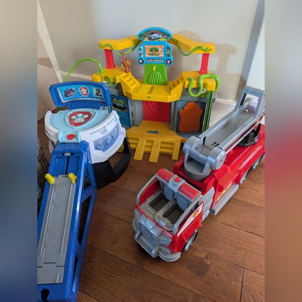Paw Patrol Toy Set Lot Of Firetrucks Race Track And More